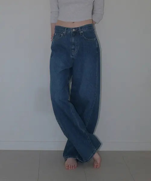 [108POUND] Wide Curved Jean_Blue denim