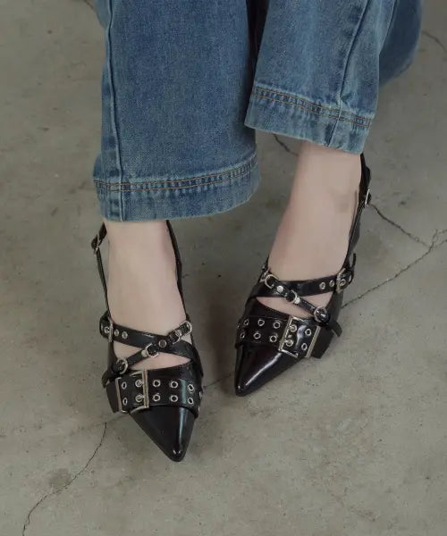 [SALT AND CHOCOLATE] Rebric Buckle Slingback 412632001 (7.5cm) / 레브릭 버클 슬링백 412632001 (7.5cm)