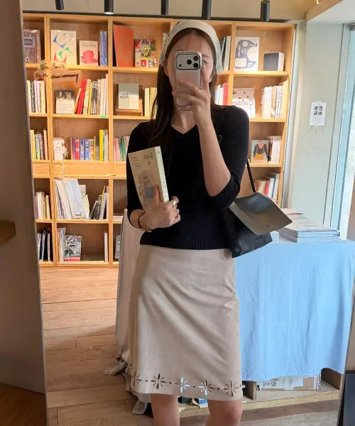 [108POUND] Lotus Suede Skirt_Beige
