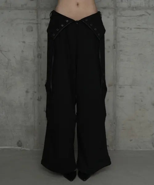 [ETRE AU SOMMET] Double Rib Pintuck Training Pants (Black)