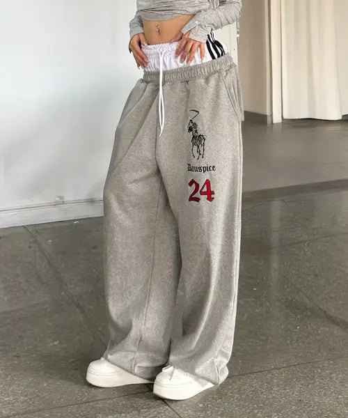 [DAUSPICE] (DUC) BB Waist Low-Rise Sweatpants Gray
