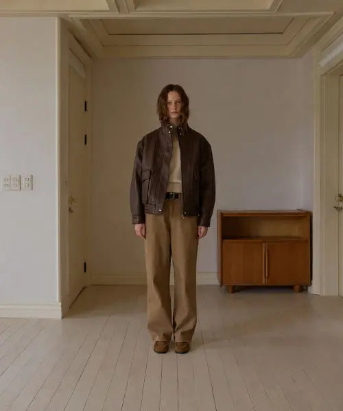 [APPAREL ARCHIVE] Vase leather blouson - Brown