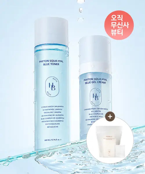 [HEVEBLUE] [2 SET]Hyal Line Trouble Soothing Duo (Hyal Blue Gel Facial Creams 110 / [무신사 단독] 히알라인 트러블 진정듀오 (히알 블루 젤 크림 110ml + 토너 200ml + 스트레치 코튼패드 60p 증정)