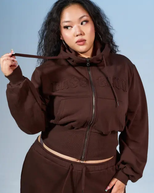 [COOLSIS] CS BASSC High-Neck Hoodie Zip-031 (Brown)
