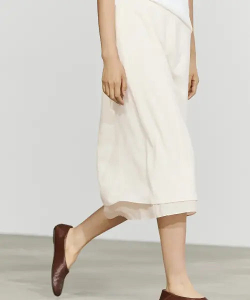 [MASSIMO DUTTI] Sim Detail Double Midi Skirt / 심 디테일 더블 미디 스커트