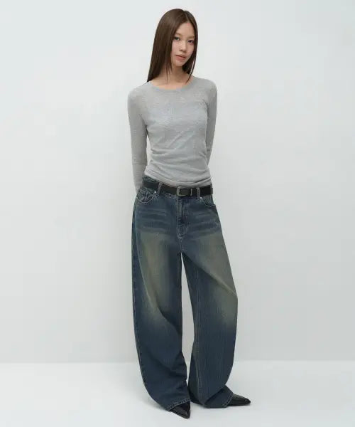 [MUSINSA STANDARD WOMAN] Women's Essential Extra Wide Denim Pants [Rusty Blue] / 우먼즈 에센셜 엑스트라 와이드 데님 팬츠 [러스티 블루]