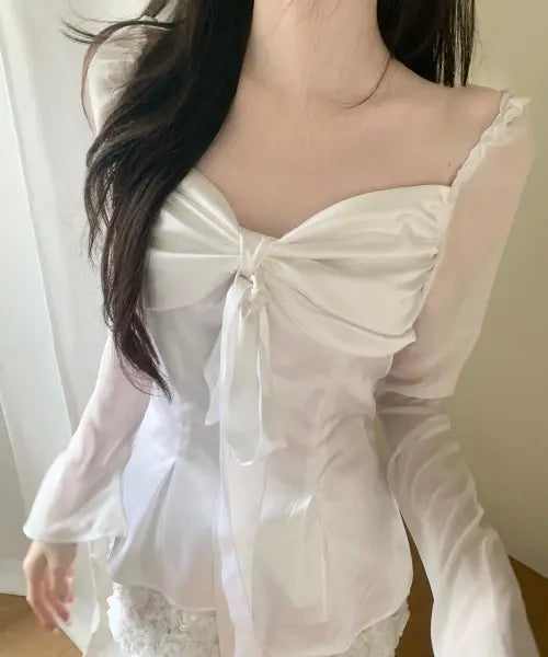 [HILLDA] Silky Swan Blouse II [White]