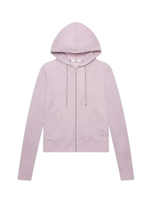 [SIO] STITCH WAFFLE HOOD ZIPUP [BABY PINK]