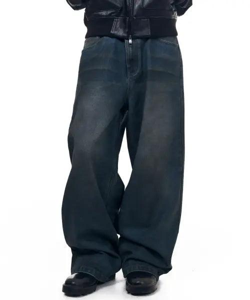 [AAKAM] Dirty Waxed Denim Pants (Blue)