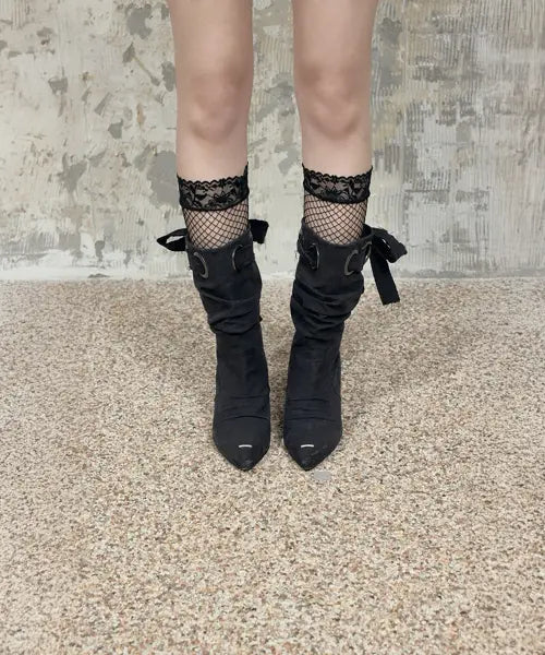 [ETRE AU SOMMET] Ankle Wedge Heel Boots (Black)