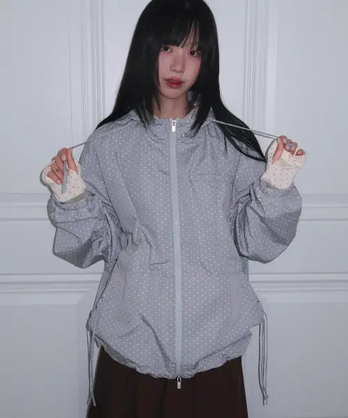 [SOME PLACE] Basic Dot Strap Point High Neck Windbreaker Jacket _2COLOR / 베이직 도트 스트랩 포인트 하이넥 바람막이 윈드 브레이커 자켓  _2COLOR