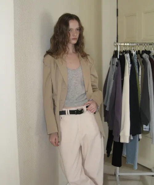 [APPAREL ARCHIVE] Rivlet single cotton jacket - Beige