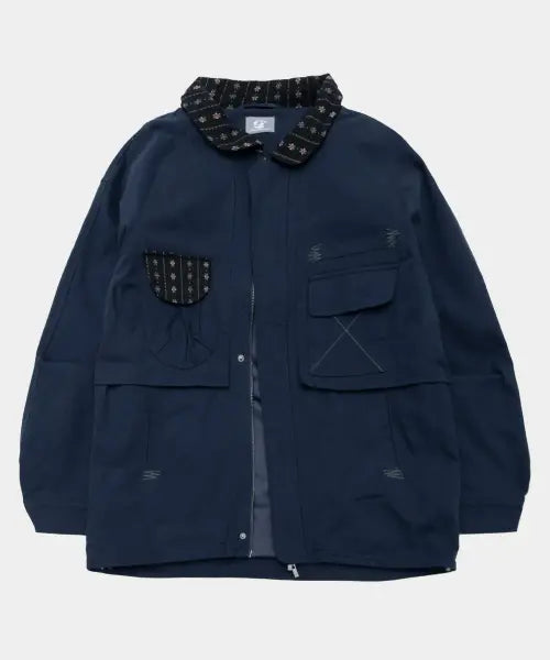 [SOME PLACE] Multi-Color Block Pocket Stitch Detail Utility Field Coat Jacket [Navy] / 멀티 배색 포켓 스티치 포인트 유틸리티 야상 코트 자켓 [네이비]