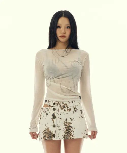[GILAARCHIVE] SCRIPT LETTERING SHEER LONG SLEEVE_WHITE