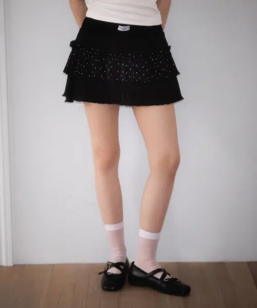 [ROSEFRANTZ] Cancan Frill Mini Skirt [Black]