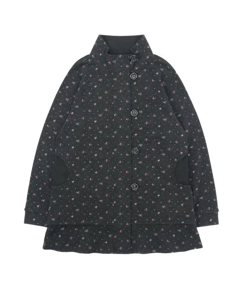[SUNNECT] Floral Jersey Coat - Charcoal