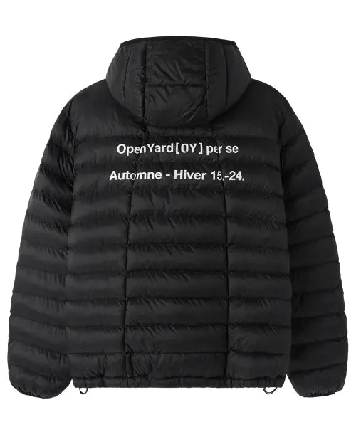 [OPENYARD(OY)] CURVED ZIP LIGHTWEIGHT SHELL PUFFER JACKET - BLACK