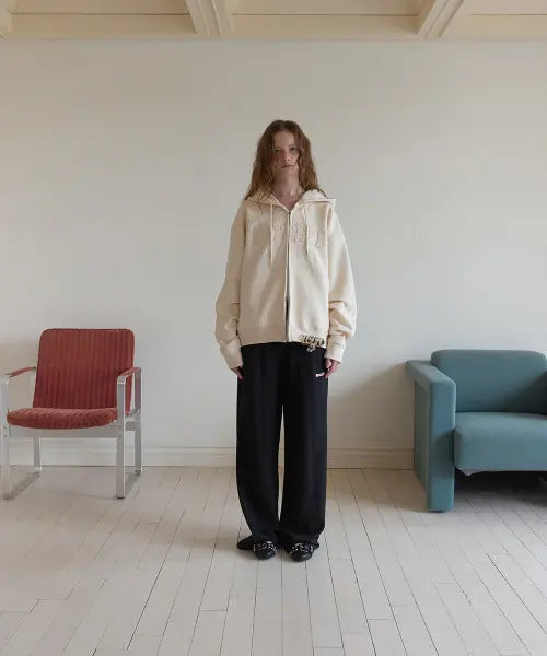 [APPAREL ARCHIVE] Zest banding wide pants - Black