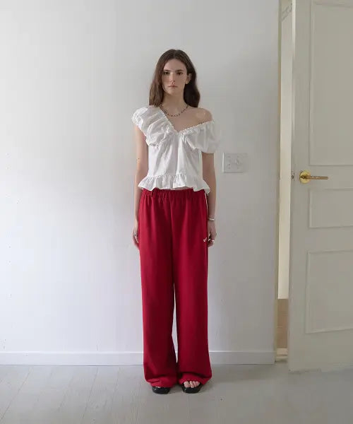 [APPAREL ARCHIVE] Zest banding wide pants - Red