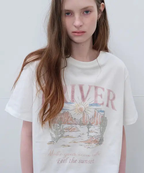 [FRIVER07] Friver sunset graphic t-shirt [FRSP06TS10]_White