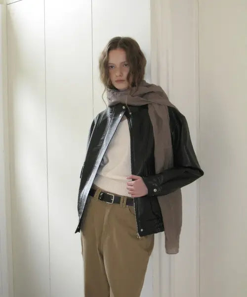 [APPAREL ARCHIVE] Vase leather blouson - Black