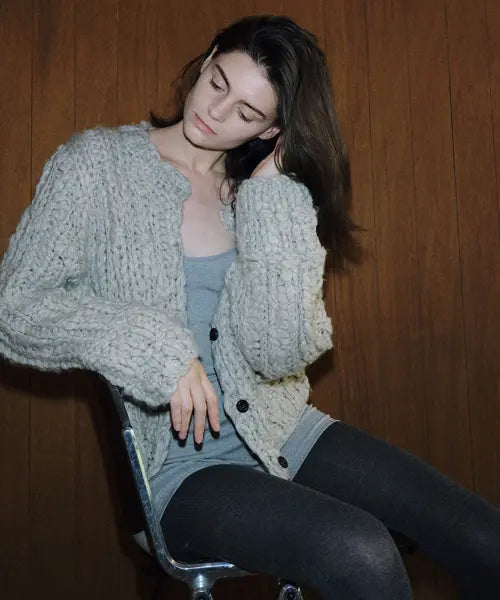 [108POUND] Winnie Handcrafted Cardigan - Grayish Mint / Winnie Handcrafted Cardigan_Grayish Mint