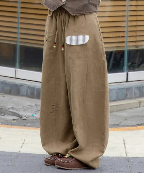 [RuNaKi'Hu'] WXP093 Kaze Makase Linen Pants (Beige) / WXP093 카제마카세 린넨 팬츠 (BEIGE)