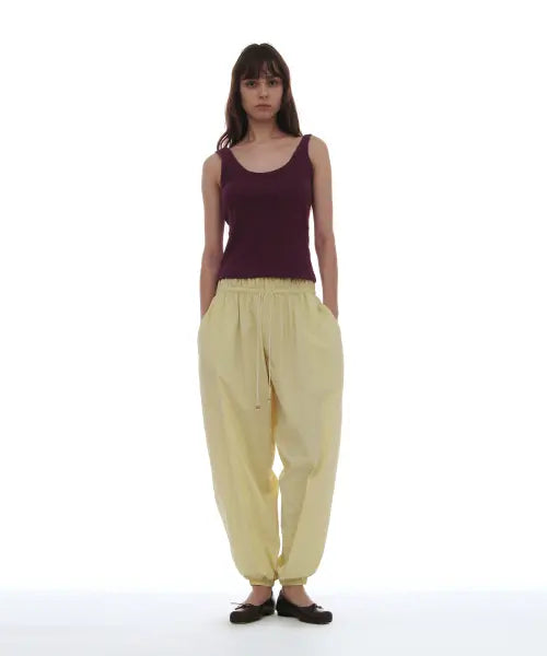 [PARTIMENTO WOMEN] PWC COTTON DOUBLE WAIST HAREM PANTS_10COLOR / PWC 코튼 더블 웨이스트 하렘 팬츠_10컬러