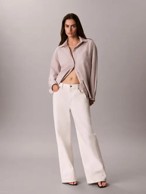 [CALVIN KLEIN JEANS] Women's Woven Label Cotton Poplin Shirt 47F147G QCF / 여성 우븐라벨 코튼 포플린 셔츠 47F147G QCF
