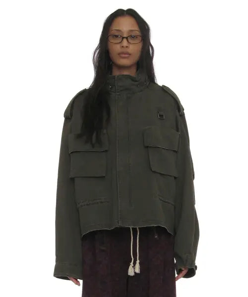 [PARTIMENTO WOMEN] WASHED CROP M65 FIELD JACKET_KHAKI GREEN / 워시드 크롭 M65 필드 자켓_카키 그린