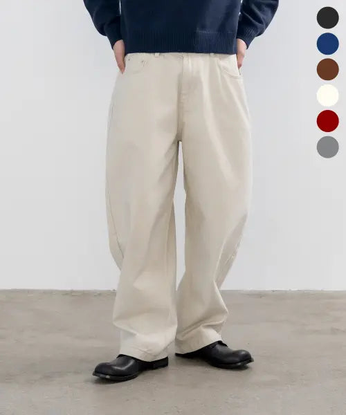 [INDUST] Barrel Fit Curved Wide Pants - 6 Colors / 배럴핏 커브드 와이드팬츠_6COLOR