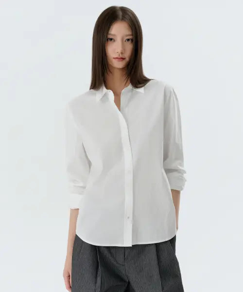 [MUSINSA STANDARD WOMAN] Women's Regular Washed Poplin Shirt [White] / 우먼즈 레귤러 워시드 포플린 셔츠 [화이트]