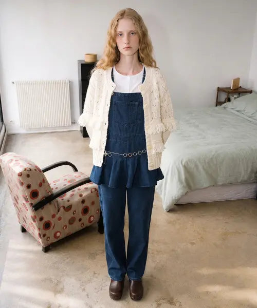 [SINOON] Flare Skirt Layered Overall (Navy)