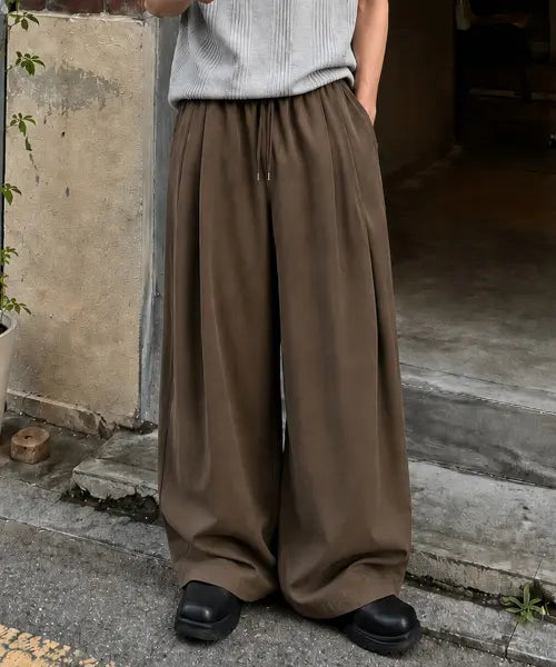 [MOZMOZ] Comfort Summer Wide Pants - Brown / 컴포트 썸머 와이드 팬츠 브라운