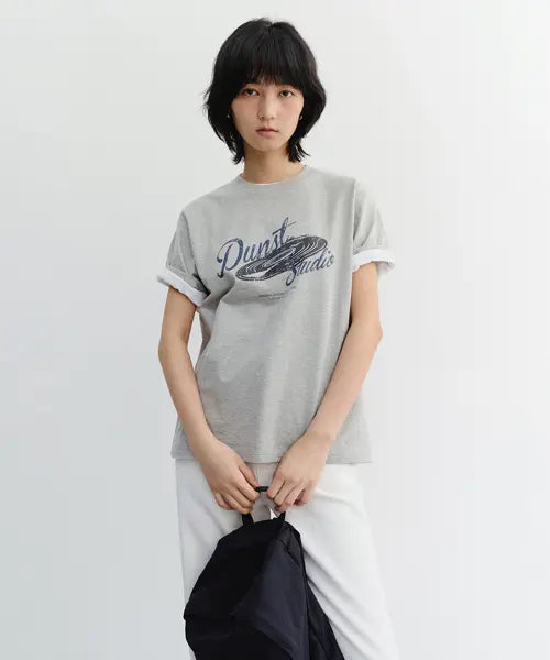 [DUNST] UNISEX VINYL T-SHIRT MELANGE GREY / UNISEX VINYL T-SHIRT_UDTS6B144_MELANGE GREY
