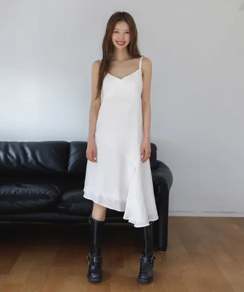 [HYFVE] Asymmetric Sleeveless Layered Dress / 언밸런스 슬리브리스 레이어드 원피스