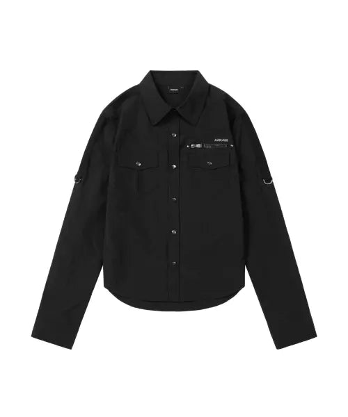 [AAKAM] Roll-Up Nylon Safari Shirts (Black)