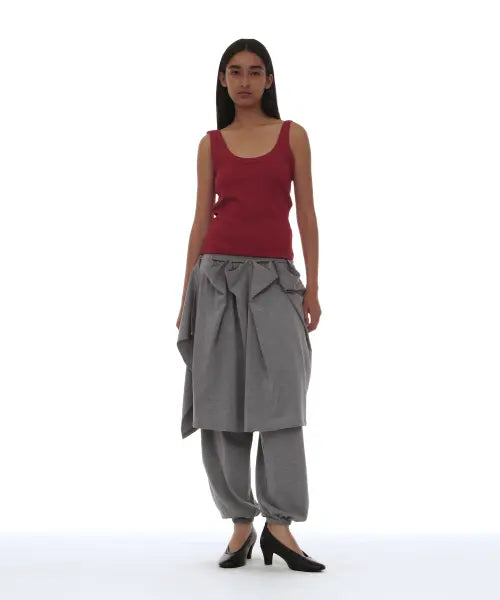 [PARTIMENTO WOMEN] PWC CURTAIN SKIRT LAYERED HAREM PANTS_MELANGE / PWC 커튼 스커트 레이어드 하렘 팬츠_멜란지