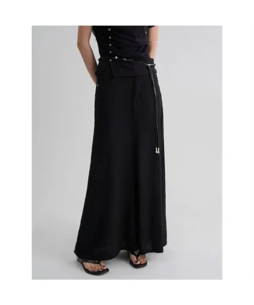 [8SECONDS] All Day Crease Mermaid Maxi Skirt - Black / [올데이 크리즈] 머메이드 맥시 스커트  블랙