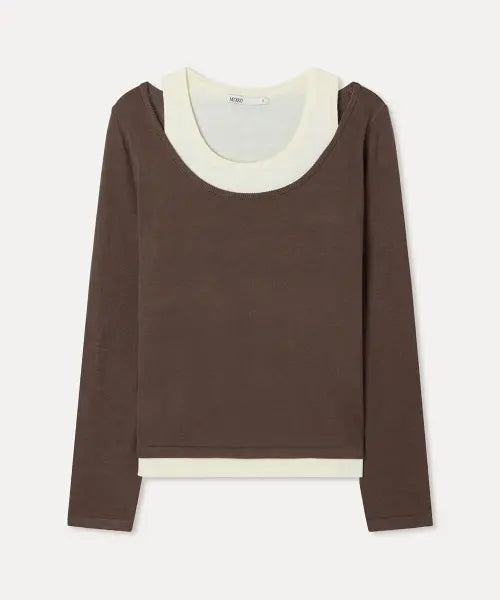 [MIXXO] Two-tone Layered Knit / 투톤 레이어드 니트 RE KAG55SS_MIWKAG97QT