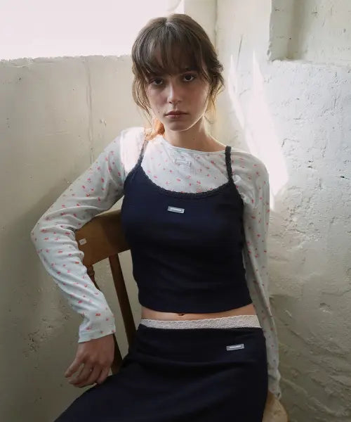 [WITHOUT SUMMER] Nude lace sleeveless_navy / 누디 레이스 슬리브리스_네이비