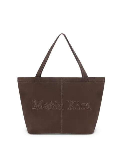 [MATIN KIM] VINTAGE WASHED COTTON SHOULDER BAG IN BROWN