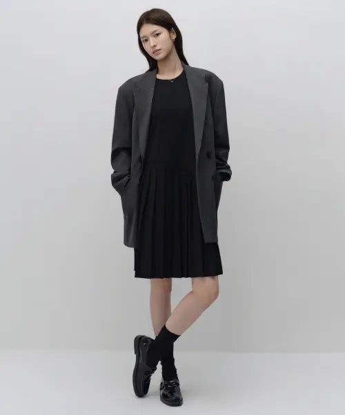[MUSINSA STANDARD WOMAN] Women's Pleated Midi Dress [Black] / 우먼즈 플리츠 미디 드레스 [블랙]