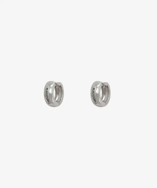 [BLACK PURPLE] Core Logo Hoop Earrings / 코어 로고 후프 이어링 Core Logo Hoop Earrings