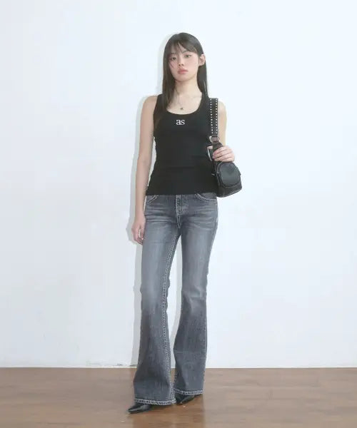 [ASON] LOE Bootcut Pants / Washed Black