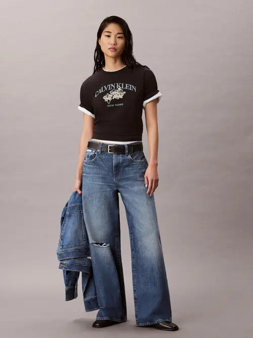 [CALVIN KLEIN JEANS] Women's Logo Graphic Relaxed Fit Short Sleeve T-shirt A47G837G UB1 / 여성 로고 그래픽 릴렉스드핏 반팔 티셔츠 A47G837G UB1