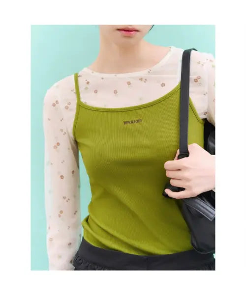 [8SECONDS] MINJUKIM Heart Clover Print Layered Jersey Top White / [민주킴] 하트 클로버 프린트 레이어드 저지탑  화이트