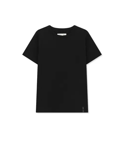 [MATIN KIM] LABEL DETAIL SLIM FIT TOP IN BLACK