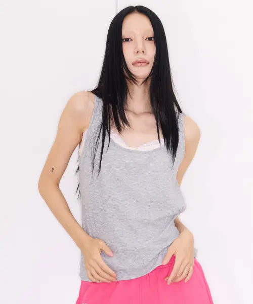 [THE MYSTERIOUS HOTEL] H LOOSE SLEEVELESS [GREY]
