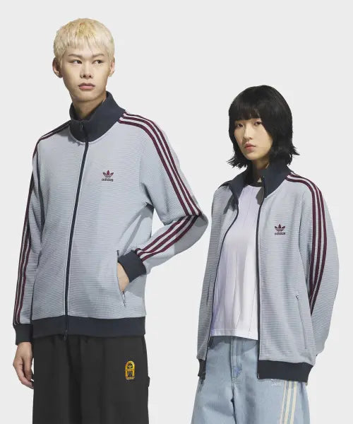 [ADIDAS] TRACK TOP U         LGTGRE / 와플 니트 트랙탑 - 라이트그레이:마룬 / KB8953
